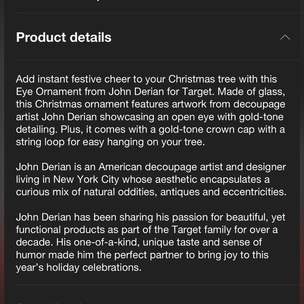 New in Box John Derian x Target Christmas Holiday Glass Eye 👁️ Tree Ornament 🎄 - Picture 4 of 5